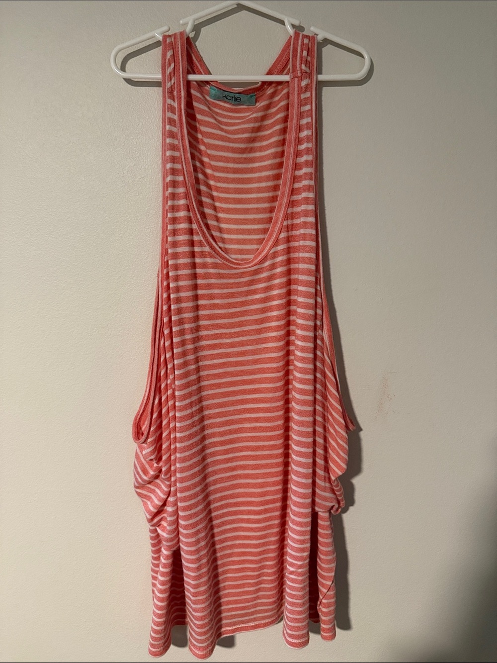 Karlie Coral and White Striped Tank